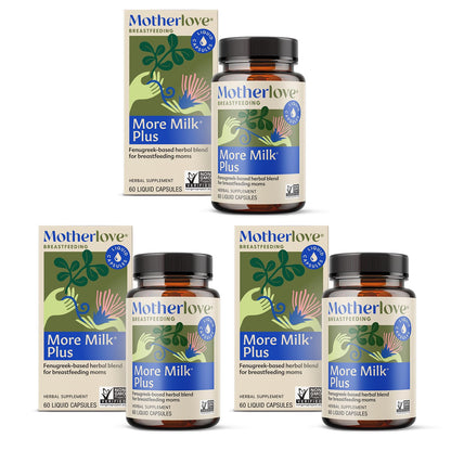 Motherlove More Milk Plus (60 Liquid caps 2 Pack) Fenugreek-Based Lactation Supplement to Support Breast Milk Supply—Non-GMO, Organic Herbs, Vegan, Kosher