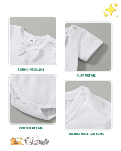 SANMIO Baby Boy Clothes 0-18 Months Newborn Outfits Short Sleeve Romper Top and Suspender Pants Baby Boy Summer Clothing 2Pcs