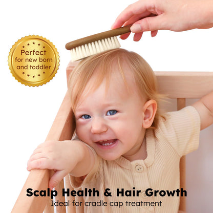 Yoofoss 4 Piece Baby Brush and Comb Set, Wooden Baby Brush with Natural Ultra Soft Goat Hair, Baby Hair Brush for Newborn, Baby Brush Set for Boy Girl