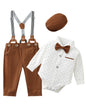 ZOEREA Baby Boy Suit 0-24M Gentleman Outfit Clothes Set Infant Long Sleeve Dress Shirt+Suspender Pants+Bowtie+Beret Hat