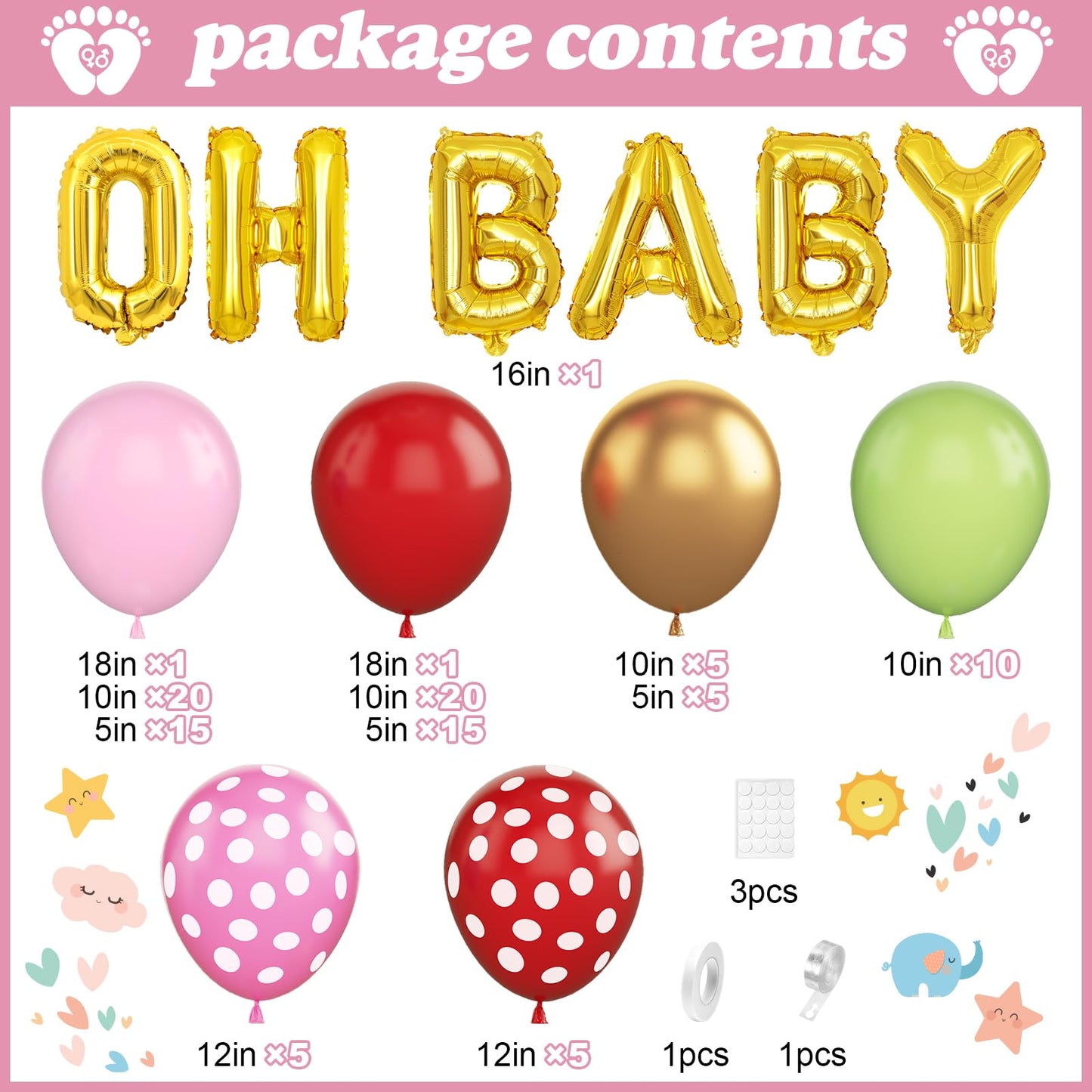 Sage Green Baby Shower Decorations,Boho Greency Neutral Balloon Arch with Oh Baby Balloon Banner Green Gold Balloons For Boy Girl Woodland Baby Shower Birthday Party Supplies