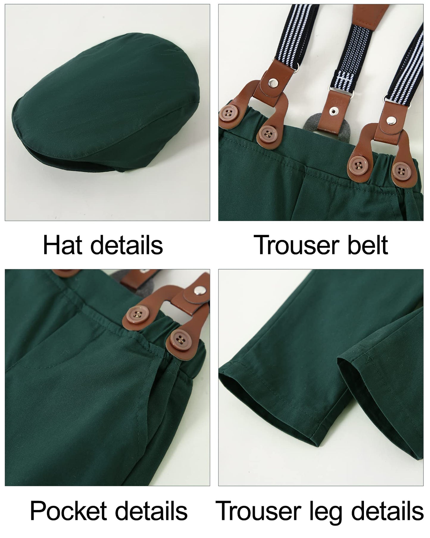 YALLET Baby Boy Clothes Suit Newborn Infant Gentleman Outfits, Formal Dress Shirt+Bowtie+Suspender Shorts Wedding Party Set