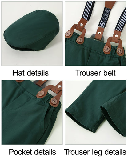 YALLET Baby Boy Clothes Suit Newborn Infant Gentleman Outfits, Formal Dress Shirt+Bowtie+Suspender Shorts Wedding Party Set