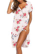 Ekouaer Women's Nightshirt Short Sleeve Button Down Nightgown V-Neck Sleepwear Pajama Dress