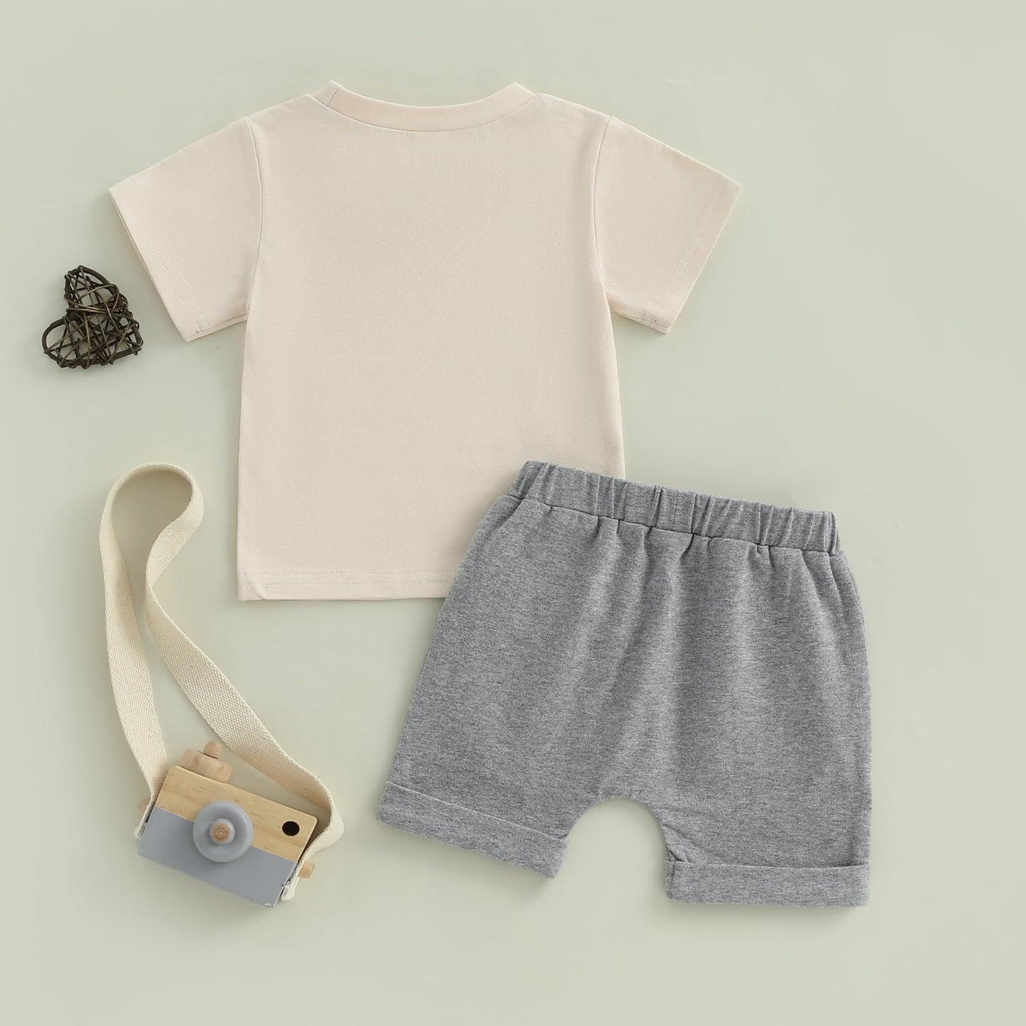 Pudcoco Toddler Baby Boys Girls Summer Clothes Farm Animal Outfit Short Sleeve T-shirt and Solid Color Shorts Set