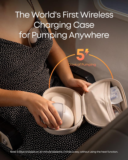 eufy Heated Wearable Breast Pump S1 Pro, Slim Hands-Free Breast Pump with Industry-Leading HeatFlow™ Tech, Wireless Charging Case, App-Controlled OptiRhythm™, Hospital-Grade Suction, in-Bra Use