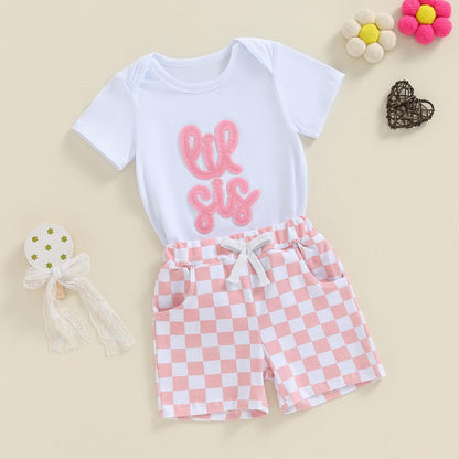 Toddler Baby Boy Summer Clothes Letter Short Sleeve T Shirt/Romper Casual Shorts Set Brother Matching Outfits