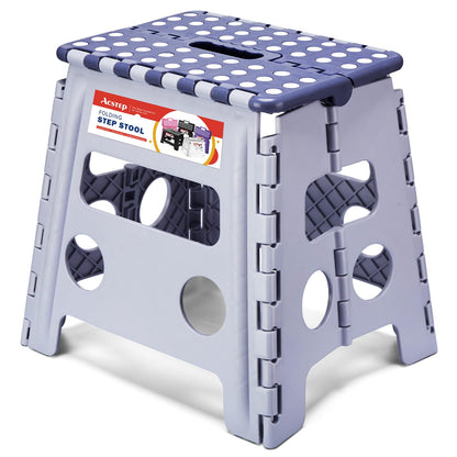 ACSTEP Folding Step Stool 9'' Tall Kids Step Stool Holds Up to 300 lb Plastic Foldable Step Stools for Kids Non-Slip Surface with Carry Handle Collapsible Stool for Home, Outdoor and Indoor(Black)