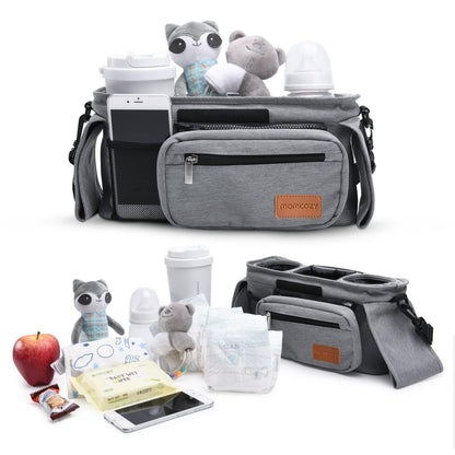 Momcozy Universal Stroller Organizer, 2 Insulated Cup Holders, Removable Zip Pocket, Adjustable Straps, Large Capacity Baby Essentials Compact Design, Fits Any Stroller (Multicolor)