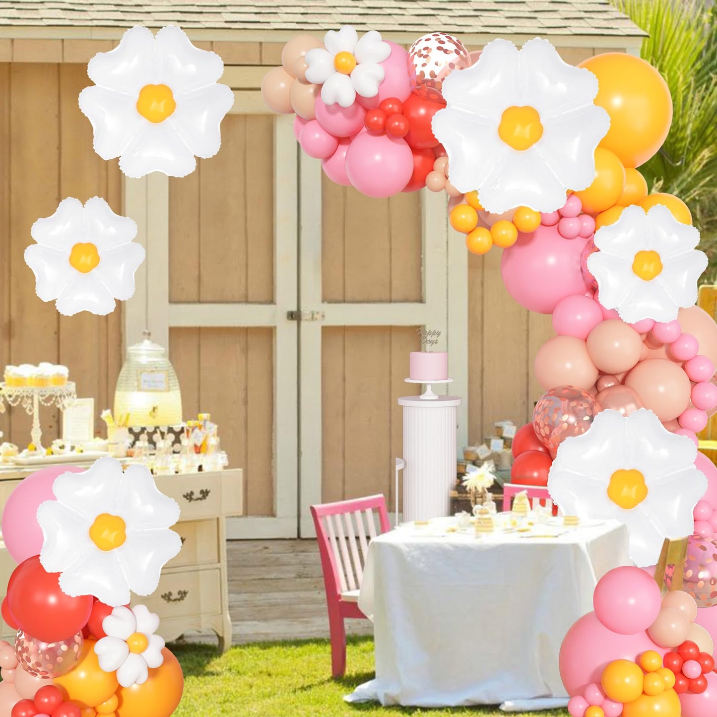 168Pcs Daisy Balloon Arch Garland Kit, Pastel Blue Orange Yellow Purple Confetti Daisy Wild Flower Balloons for Boho Two Groovy One Birthday Floral Girl Baby Shower Spring Wedding Party Decorations