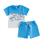 Infant Baby Boy Summer Clothes Outfit Color Block T-shirt Shorts Set Toddler Checkerboard Clothes 6 12 18 24 Months