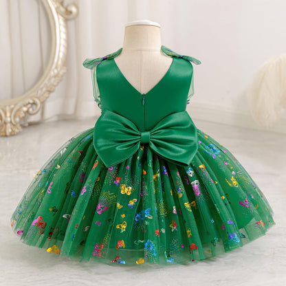 IDOPIP Toddler Baby Girls Shiny Butterfly Tutu Dress Princess Birthday Party Pageant Flower Girl Wedding V-Backless Dresses