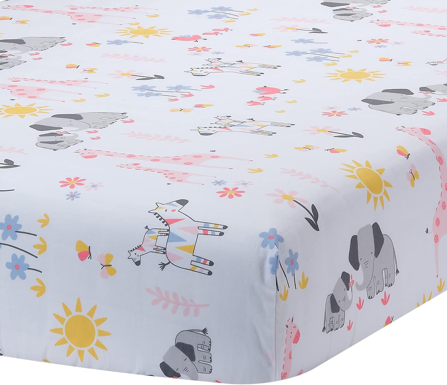 Lambs & Ivy Jazzy Jungle 3-Piece Safari Animals Pink Baby Crib Bedding Set