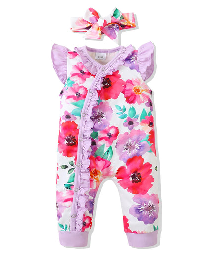 Mioglrie Newborn Baby Girl Clothes One Piece Jumpsuits Clothes Short Sleeve Rompers Summer Clothes for Baby