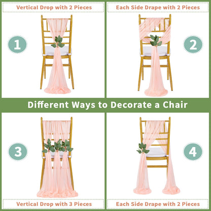 QueenDream Light Blue Sashes Chair Aisle Decorations: 24 Pack Baby Shower Chair Cover 8FT Long Tulle Draping Fabric Wedding Reception Church