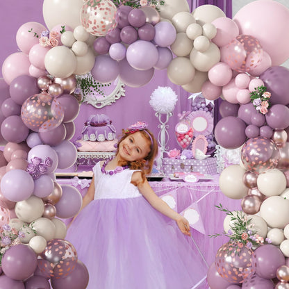 Amandir 173Pcs Pink Blue Green Balloon Arch Garland Kit, Dusty Baby Pink Mauve Pastel Mist Haze Green Blue Gold Confetti Balloons for Baby Shower Gender Reveal Wildflower Birthday Party Decorations