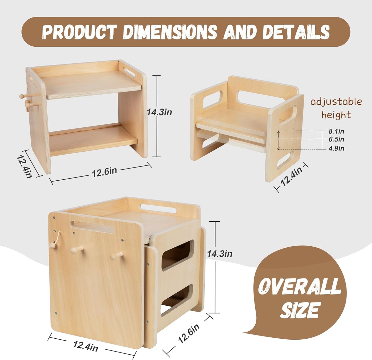 Montessori Weaning Table and Chair Set - Adjustable Design for Toddlers, Ideal for Mealtime, Learning, and Play