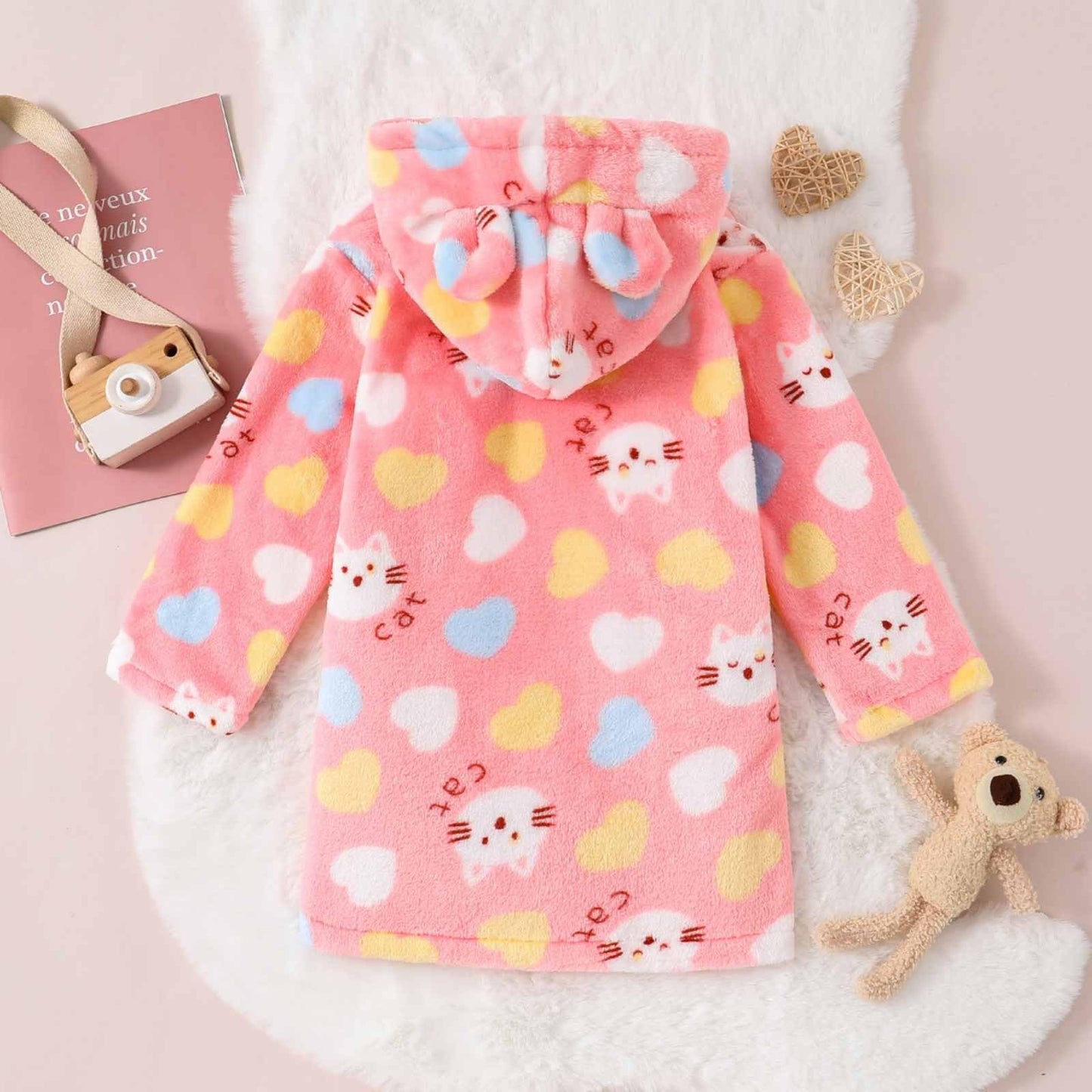 Toddler Unisex Baby R𝐨be Hooded Fleece Bathr𝐨be and Towel for Kids Boys Girls Plush Flannel Bathr𝐨be Warm Winter