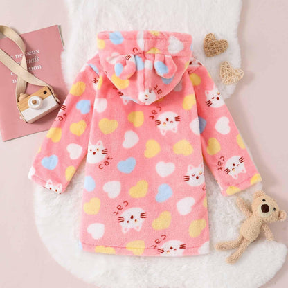 Toddler Unisex Baby R𝐨be Hooded Fleece Bathr𝐨be and Towel for Kids Boys Girls Plush Flannel Bathr𝐨be Warm Winter