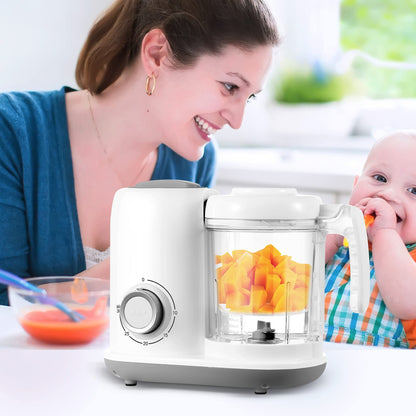 Baby Food Maker, 4 in 1 Baby Food Processor and Steamer, Puree Blender, Multifunctional Baby Puree Maker, Dishwasher Safe, White