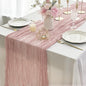 FEXIA Beige Cheesecloth Table Runner 35x120 Inches Ivory Gauze Rustic Boho Spring Easter Table Runner for Engagement Party Decorations Bridal Shower Wedding Party First Communion Centerpiece