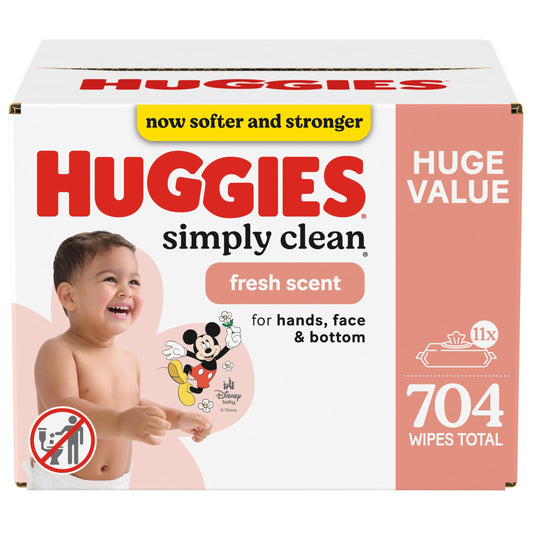 Huggies Simply Clean Fresh Scent Baby Wipes, 3 Flip-Top Packs of 64 (192 Wipes Total), Packaging May Vary