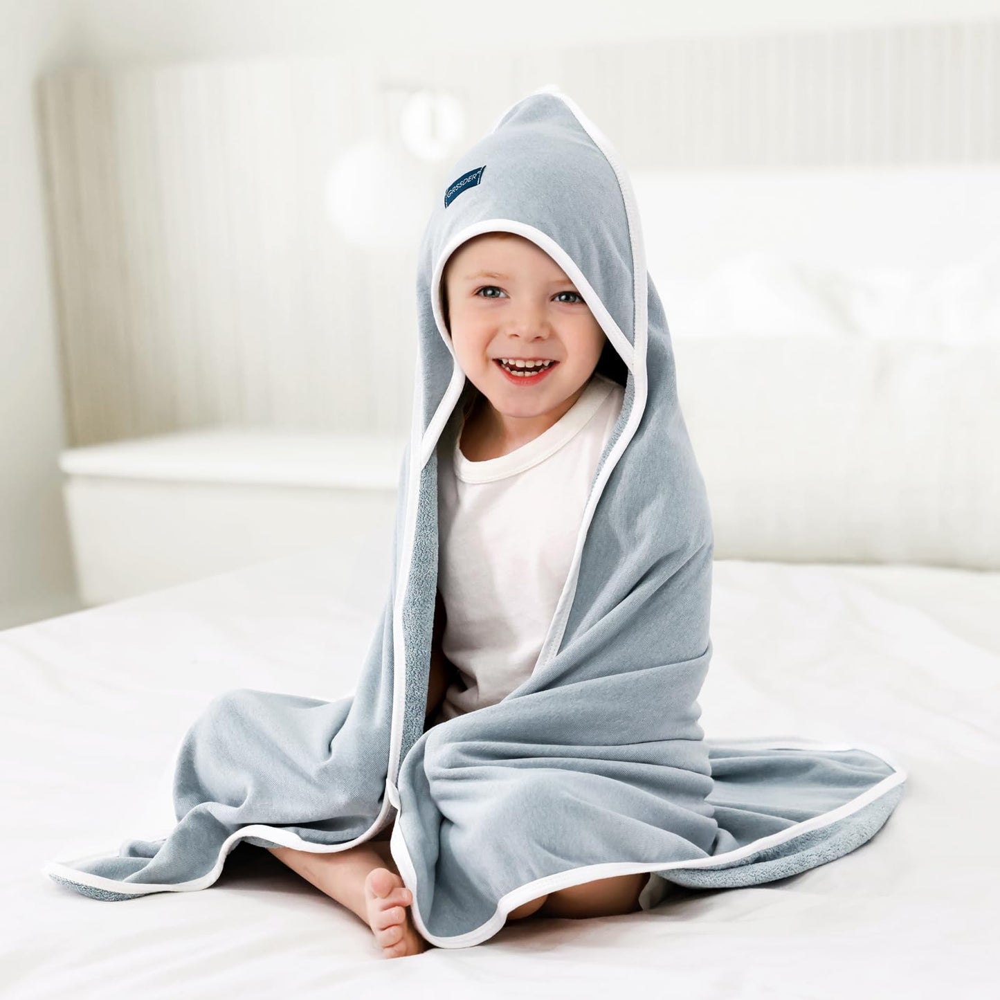GRSSDER Baby Hooded Towel 2 Pack for Newborn, Super Soft Bath Towels with Original Design, Ultra Absorbent Knit Terry, Large Toddler Towels with Hood for Girls, Shower Gifts for Infant, 34"x 34"