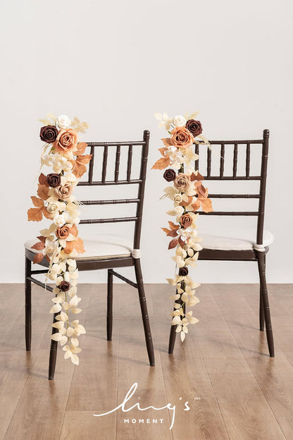 Ling's Moment 10pcs Wedding Chair Decorations Aisle Floral Swag Artificial Pew Flowers Hanging Garland Pink Blush & Cream For Ceremony Reception Church Rose Floral Faux Arrangement Party Outdoor Decor