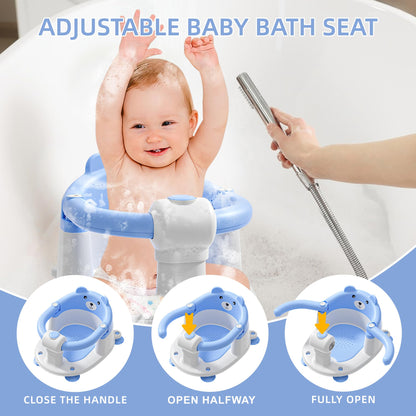 Baby Bath Seat for Babies 6 Months & Up, Toddler Bath Seats for Babies Sitting Up, Non-Slip Infant Bath Tub Chair with 4 Suction Cups & Soft Cushion for Shower, Compact Toddler Bathtub Seat, Pink