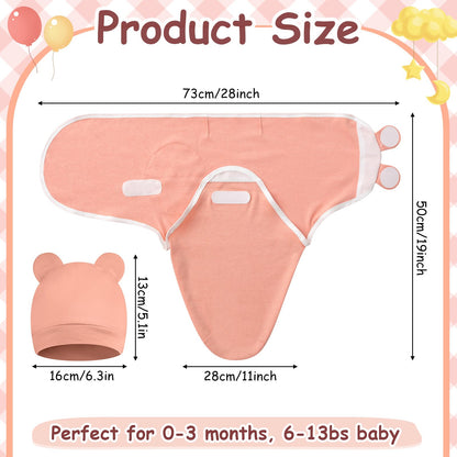 Ramede 6 Pack Baby Swaddle Blanket with Hats Sleep Swaddle for 0-3 Months Newborn Sacks Soft Cotton Wearable for Boy Girl