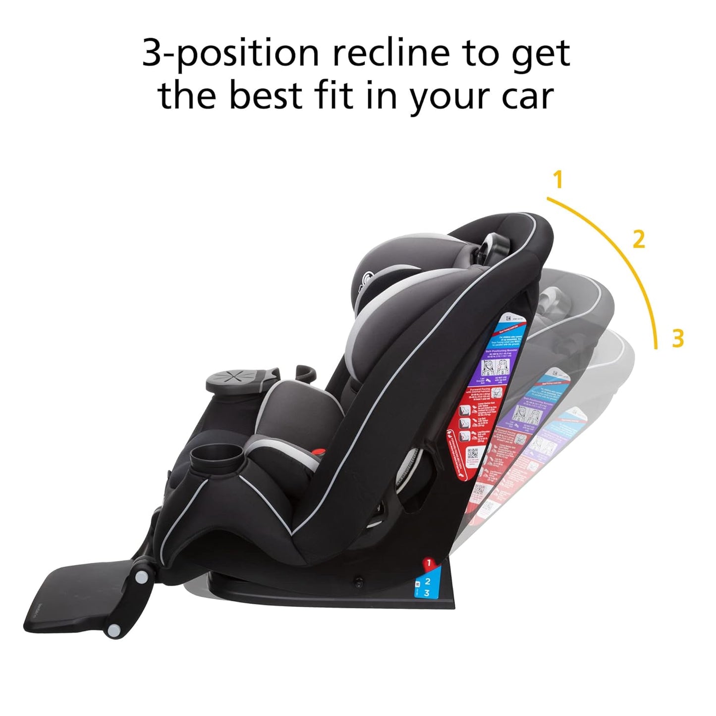 Safety 1st Grow and Go All-in-One Slim Convertible Car Seat, Rear Facing, 5-40 lbs, Forward Facing (30–65 lbs), High Back Booster Seat 40-100 pounds, Dunes Edge