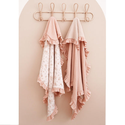 Konssy Flounce Muslin Baby Blankets, Cotton Crib Blanket for Baby Infant Toddler, Super Soft and Lightweight Nursery Blankets 40"x36" (Blossom)