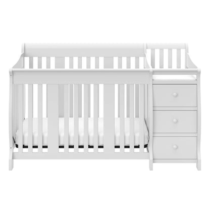 Storkcraft Portofino 5-in-1 Convertible Crib and Changer (Espresso) – Crib and Changing -Table Combo with 3 Drawers, Includes Baby Changing Pad, Converts to Full-Size Bed