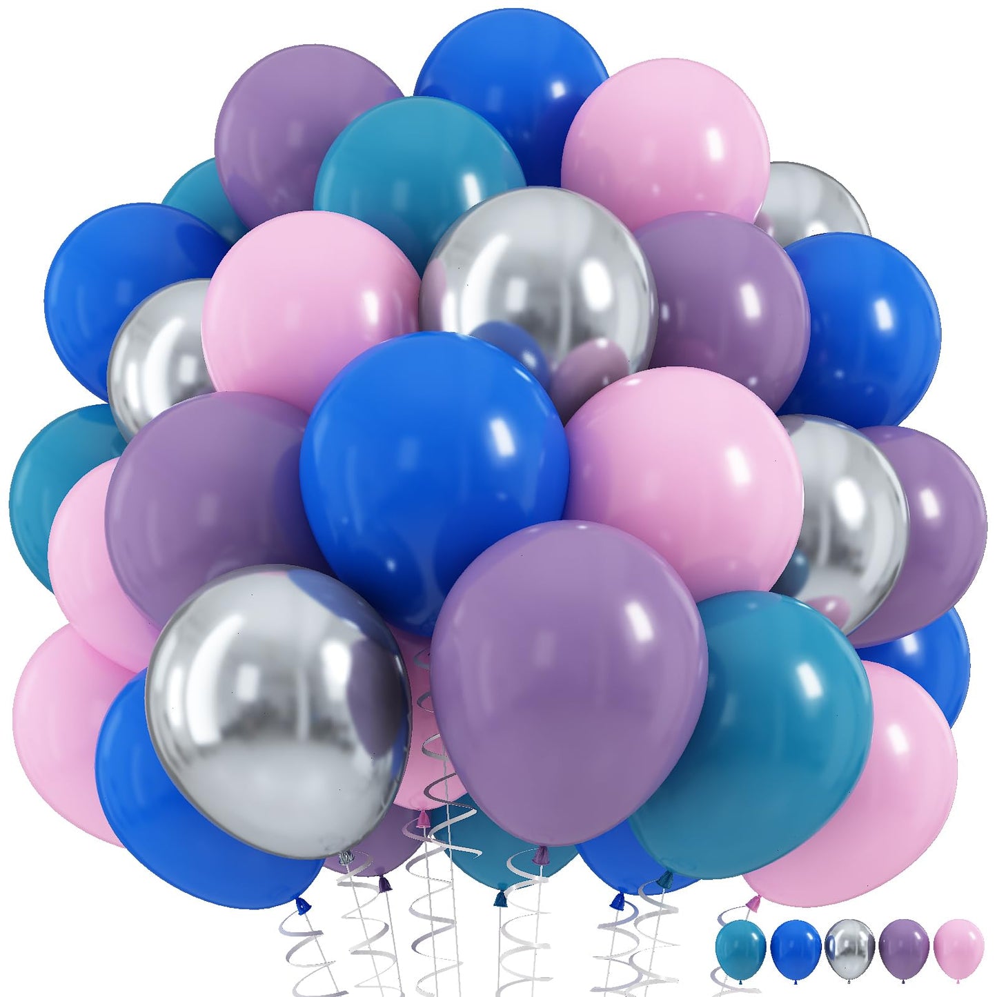 Dusty Blue Balloon Set, 60Pcs 12 Inch Slate Baby Blue White Sand Latex Balloon with Metallic Confetti Champagne Gold Helium Balloons for Birthday Party Baby Bridal Shower Boho Decortaions Supplies