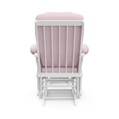 Storkcraft Tuscany Custom Glider and Ottoman with Free Lumbar Pillow (White/Slate Gray Swirl) - Cleanable Upholstered Comfort Rocking Nursery Chair with Ottoman
