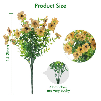 12 Bundles Artificial Flowers Outdoor UV Resistant Fake Plastic Plants Indoor Outside Hanging Plants Garden Porch Window Box Home Wedding Farmhouse Festive Shrub Decor (Pink)