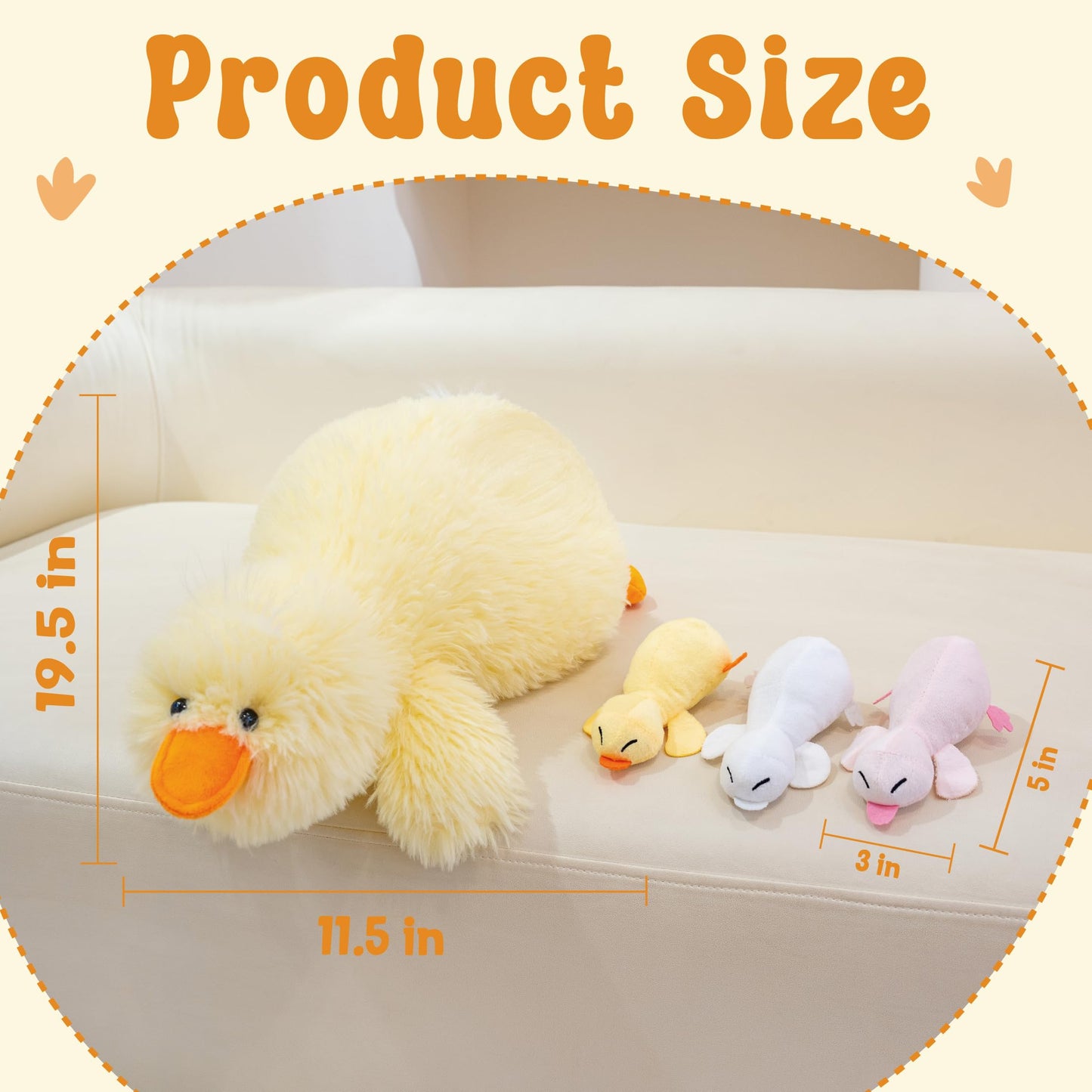 43" Giant Duck Stuffed Animals, Large Stuffed Duck Plush Toys, Big Plush Stuffed Animal, Soft Jumbo Stuffed Animals Gifts for Kids Adults on Birthday Children's Day Christmas or Any Festivals