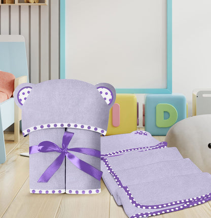 Set of 2 Hooded Baby Towels – White and Grey – Luxurious, Large and Super Absorbent – 30 x 30 Inch – Soft and Suitable for Infants, Toddlers and Kids – 400 GSM
