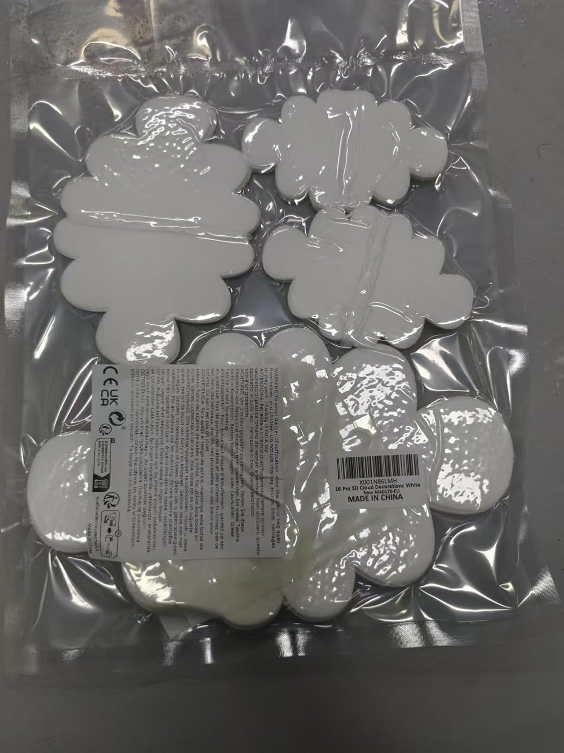16 Pcs 3D Cloud Decorations Hanging Clouds for Ceiling Artificial Clouds Props Fake Cloud Ornaments Wall Decor Clouds Imitation Decorations Baby Shower Ceiling Party Nursery Children Room Art Wedding