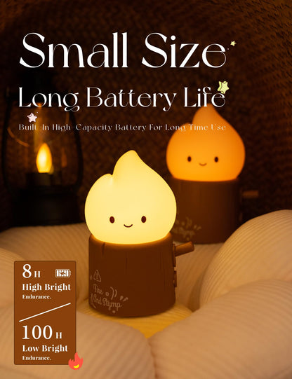 Cute Chibi Flame Lamp, Anime Cozy Lights, Retro Rechargeable Night Light, Decor, Cute Desk Accessories, Gifts