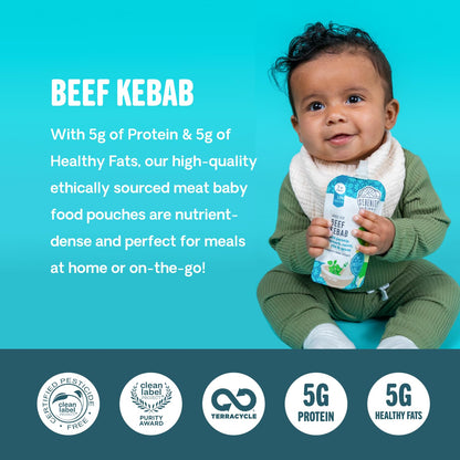 Serenity Kids 7+ Months World Explorers Baby Food Pouches Puree Made With Ethically Sourced Meats & Organic Veggies | 3.5 Ounce BPA-Free Pouch | Beef Chimichurri | 6 Count