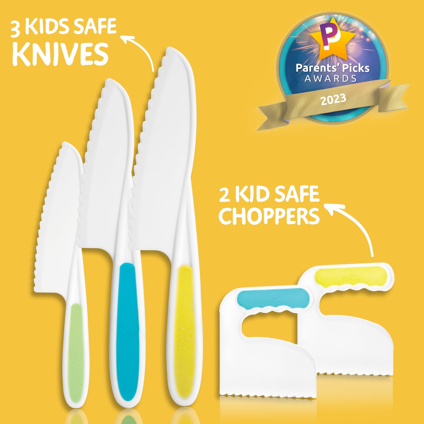 TOVLA JR. Kids' Cutting Set | Montessori Safe Kitchen Knives for Cooking| Kitchen Safety for Toddlers | Boost Confidence and Encourage Picky Eaters