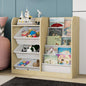 White Kids Bookshelf Wood Toy Storage Organizer Cabinet Children Bookcase Toddler Baby Sling Book Rack 3 Cube Bins Fabric Drawers for Playroom Bedroom Nursery School