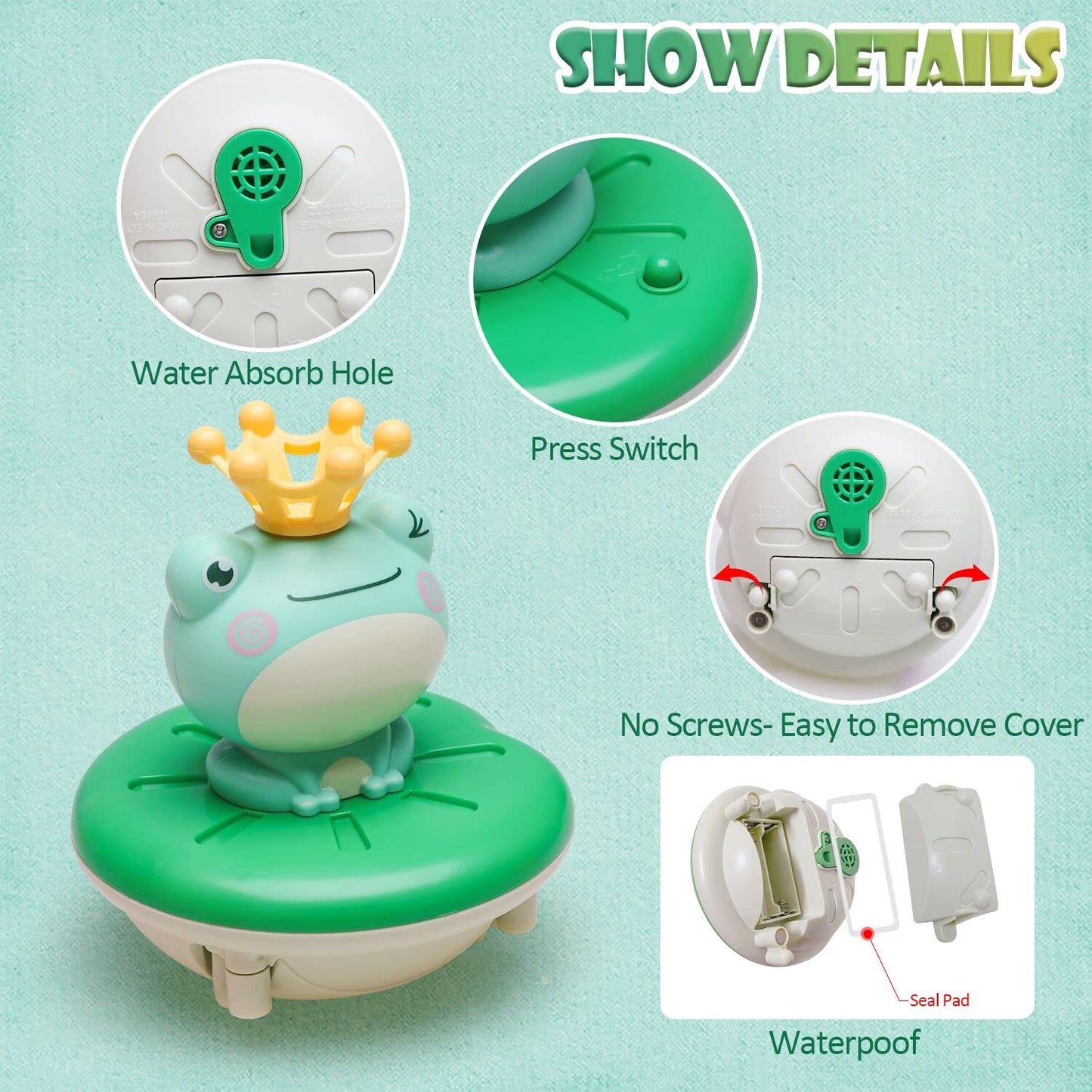 Baby Bath Toys for Kids, Electric Frog Bath Toy with Shower Head & 4 Spray Water Sprinklers Bathtub Toys for Toddlers1-3, Swimming Pool Game Water Play Set Gift for Bathtub Shower Beach