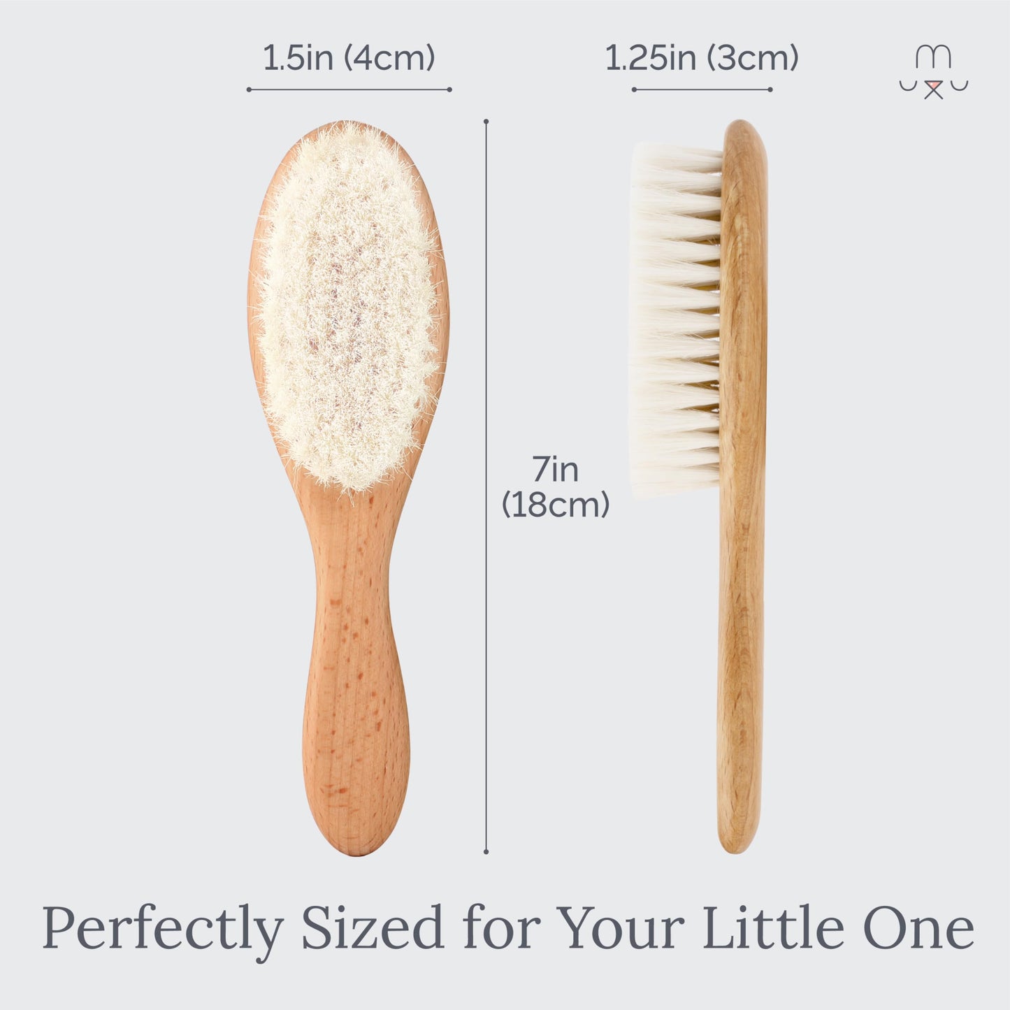 Natemia Wooden Baby Hair Brush | Natural Soft Bristles for Newborns & Toddlers | Gentle Cradle Cap Care | Ideal Baby Registry Gift