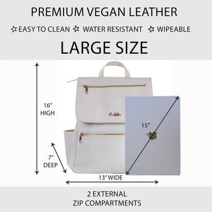 Premium Vegan Leather Diaper Bag Backpack – Large Designer Baby Bag, Stylish Diaper Backpack with Stroller & Crossbody Straps & Multiple Compartments (Powder Blue)