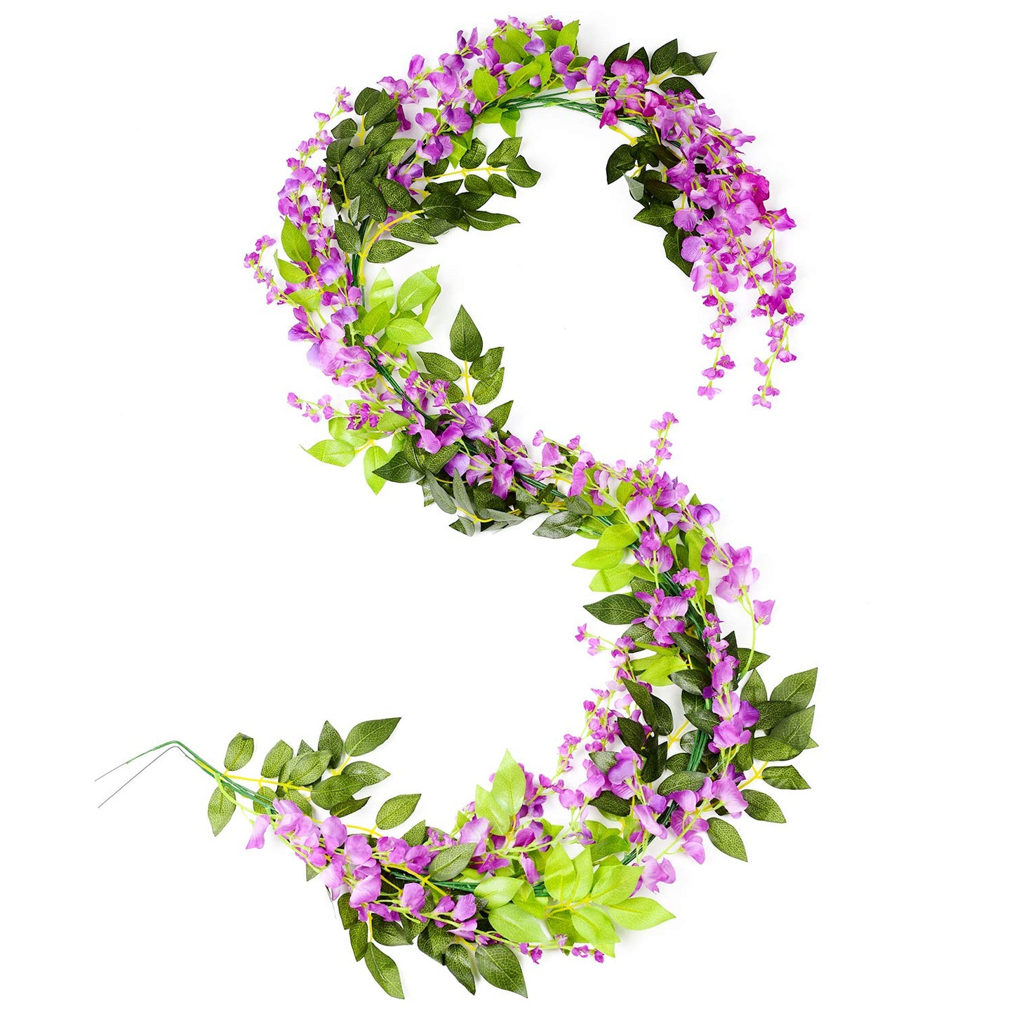 Lvydec Wisteria Artificial Flowers Garland, 4Pcs Total 28.8ft White Artificial Wisteria Vine Silk Hanging Flower for Home Garden Outdoor Ceremony Wedding Arch Floral Decor