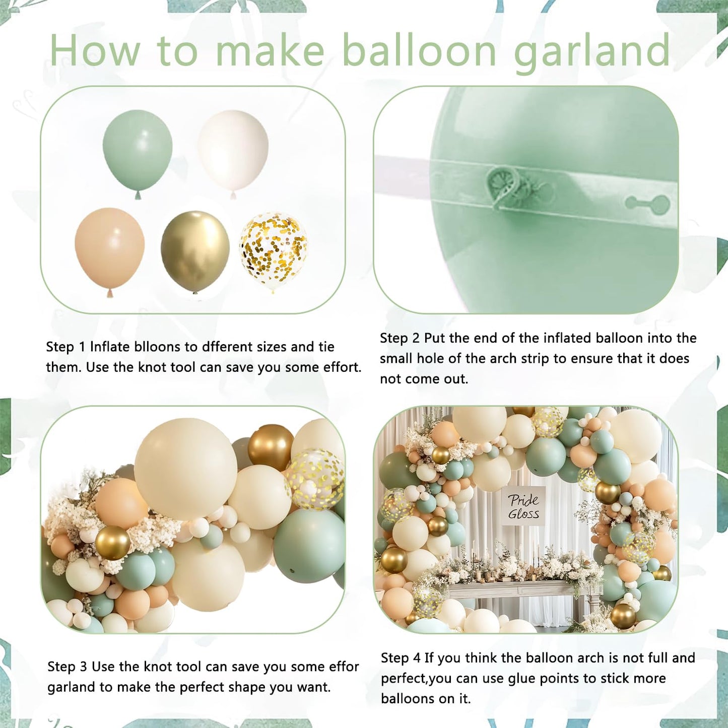 Sage Green Pink Balloon Arch Kit, Olive Green Light Pink Sand White Blush Metallic Gold Balloons with Gold Confetti Balloons for Girl Birthday Woodland Baby Shower Jungle Safari Decorations