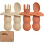 KeaBabies 4-Pack Silicone Baby Spoons and Forks Set - Baby Led Weaning Utensils 6-12 Months, Self Feeding Toddler Spoon & Fork for Training, Teething, Easy to Hold, BPA-Free Silicone (Roseate)