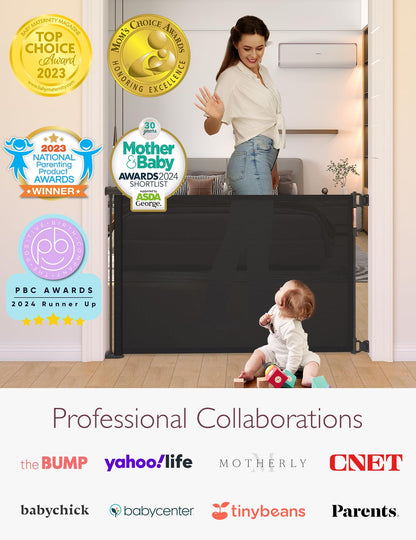 Momcozy Retractable Baby Gate, 33" Tall, Extends up to 55" Wide, Child Safety Baby Gates for Stairs, Doorways, Hallways, Indoor, Outdoor